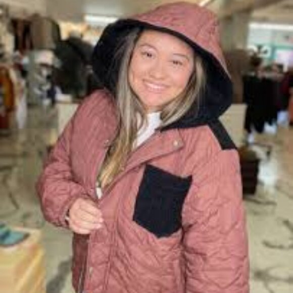 White Birch Black and Brown Quilted Puffer Coat - Picture 2 of 2